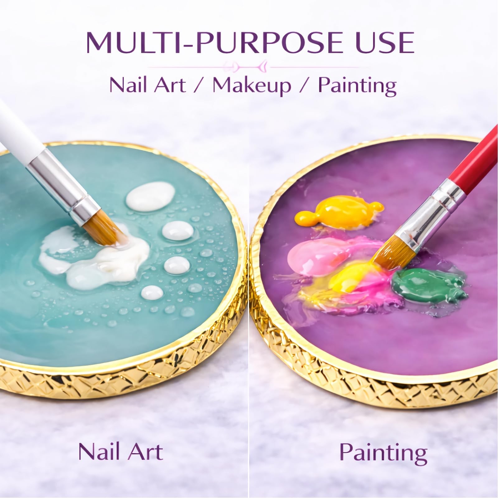 JEONEKID Green+Purple Nail Art Palette Gold Edge