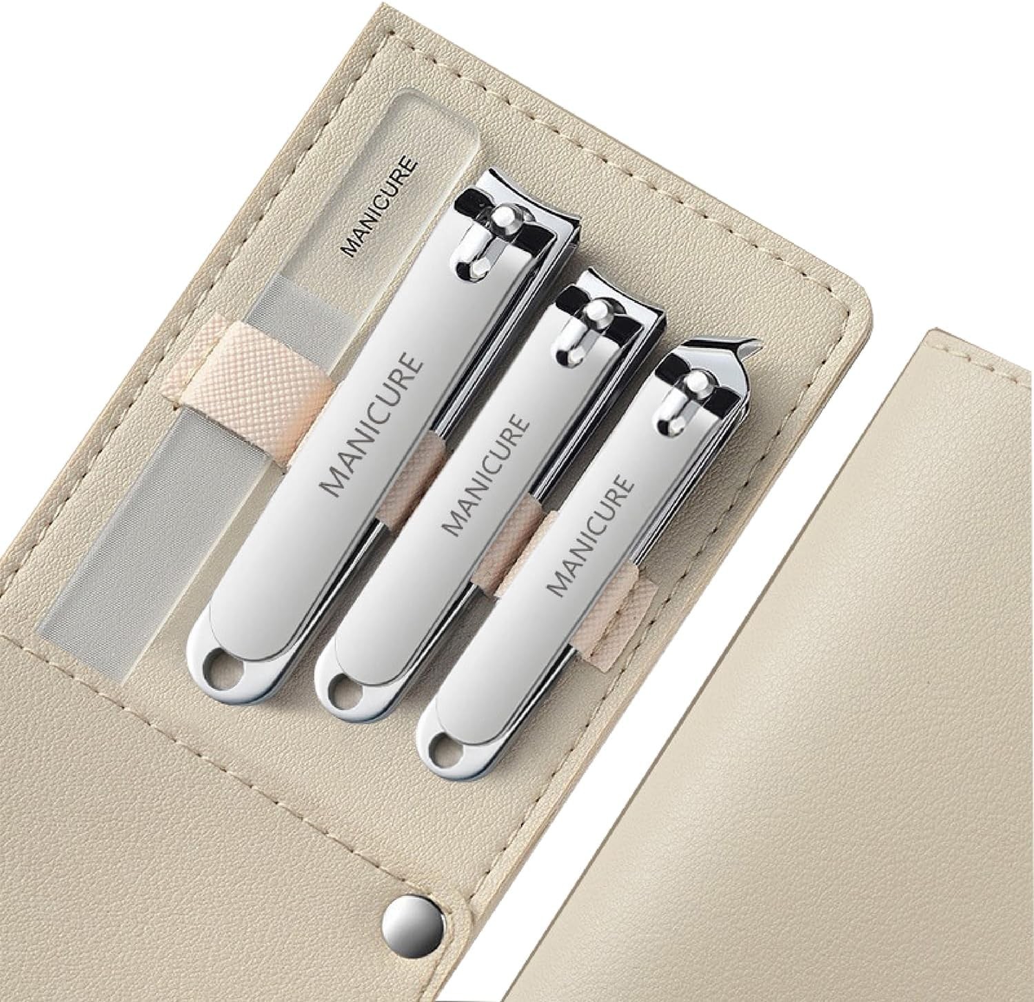 4 PCS Nail Clippers Set with Case, High-Carbon Steel Blades