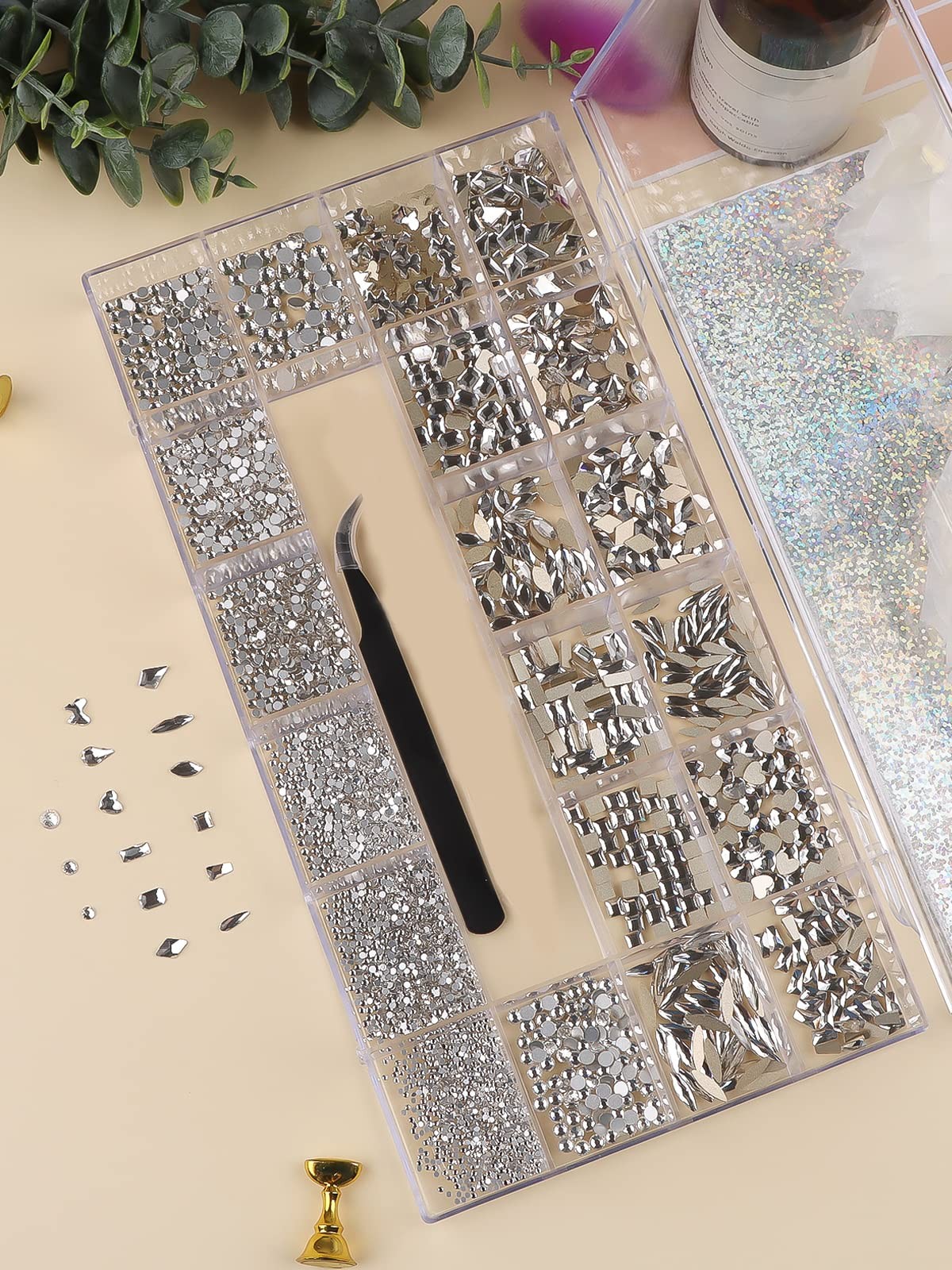 3100Pcs Red Rhinestones for Nails Nail Art Rhinestones Kit