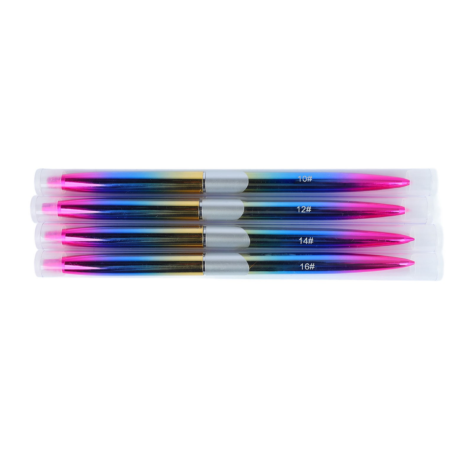 4pcs Nail Art Brush Set Aluminum Tube Ergonomic Handle Firm Flexible Soft Hair