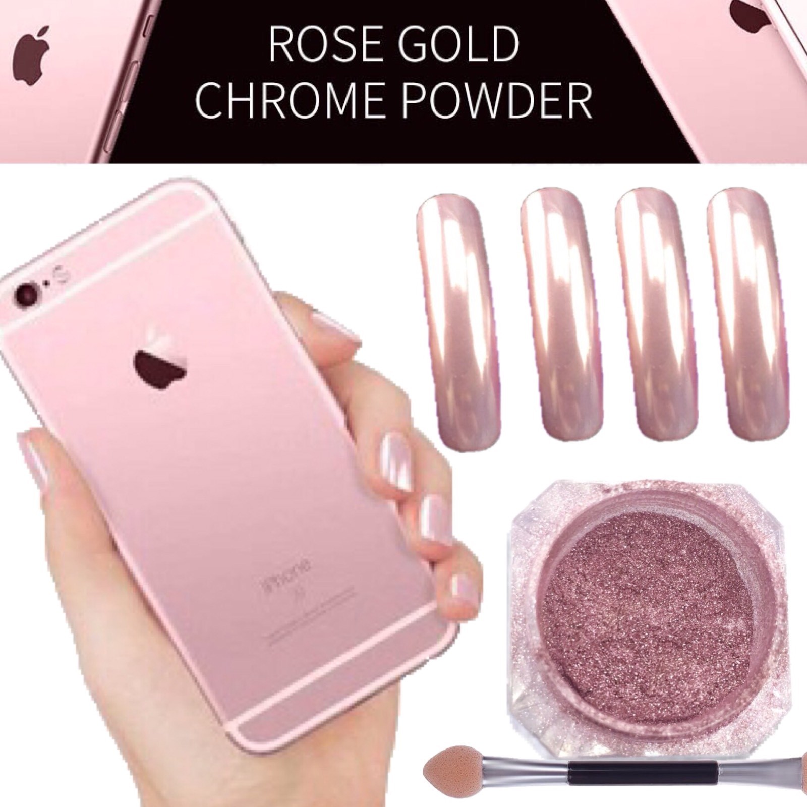 NEW ROSE GOLD CHROME 100% Mirror Powder Pink Effect Pigment > Not Bronze! < (R7)