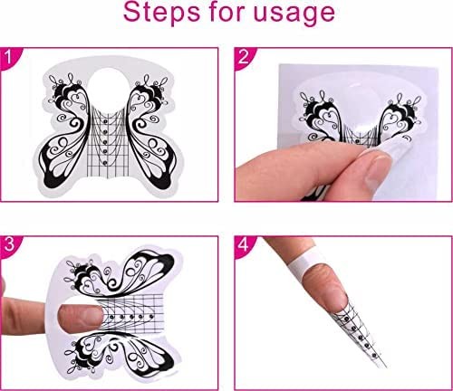 VNC 200 Pcs Nail Form Guide Acrylic Tip Extension Forms Black A-Normal Color