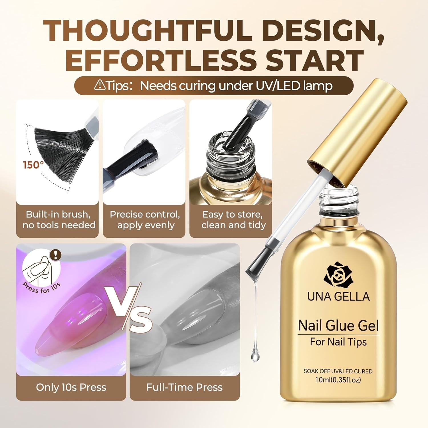 9 in 1 Gel Nail Glue for Clear Acrylic Nails Tips 2Pcs 10ml Long Lasting Supe…