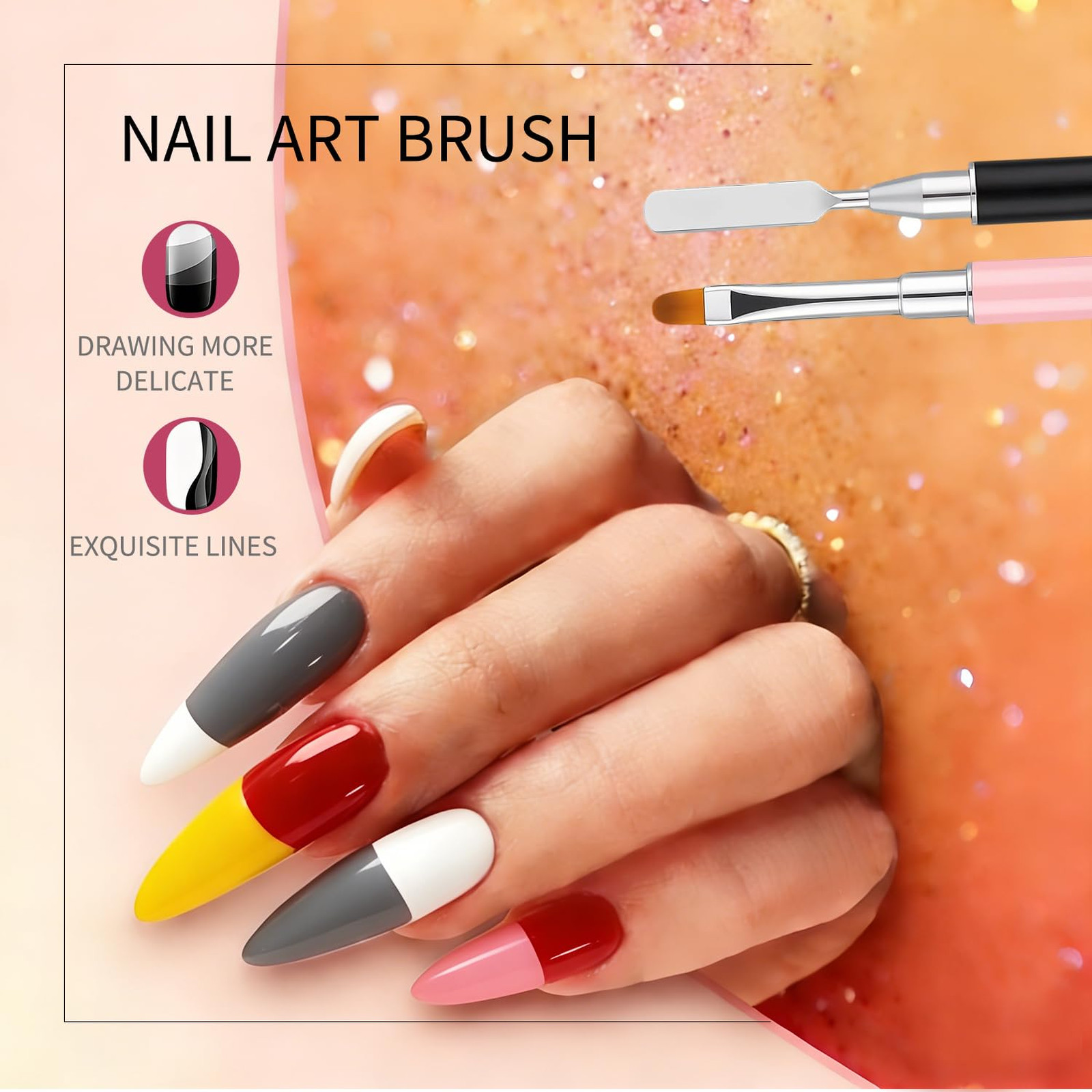 Dual Ended Gel Nail Brush Set, Nail Sculpting Tool for Poly Extension, Sculpture