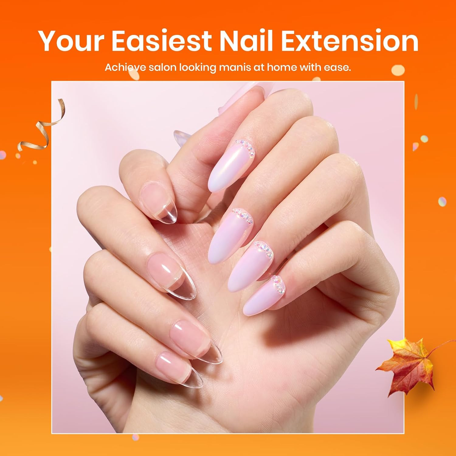 Etch-X Medium Almond Gel Nail Kit, 576 Pcs Half Matte Tips, Includes Dehydrator,