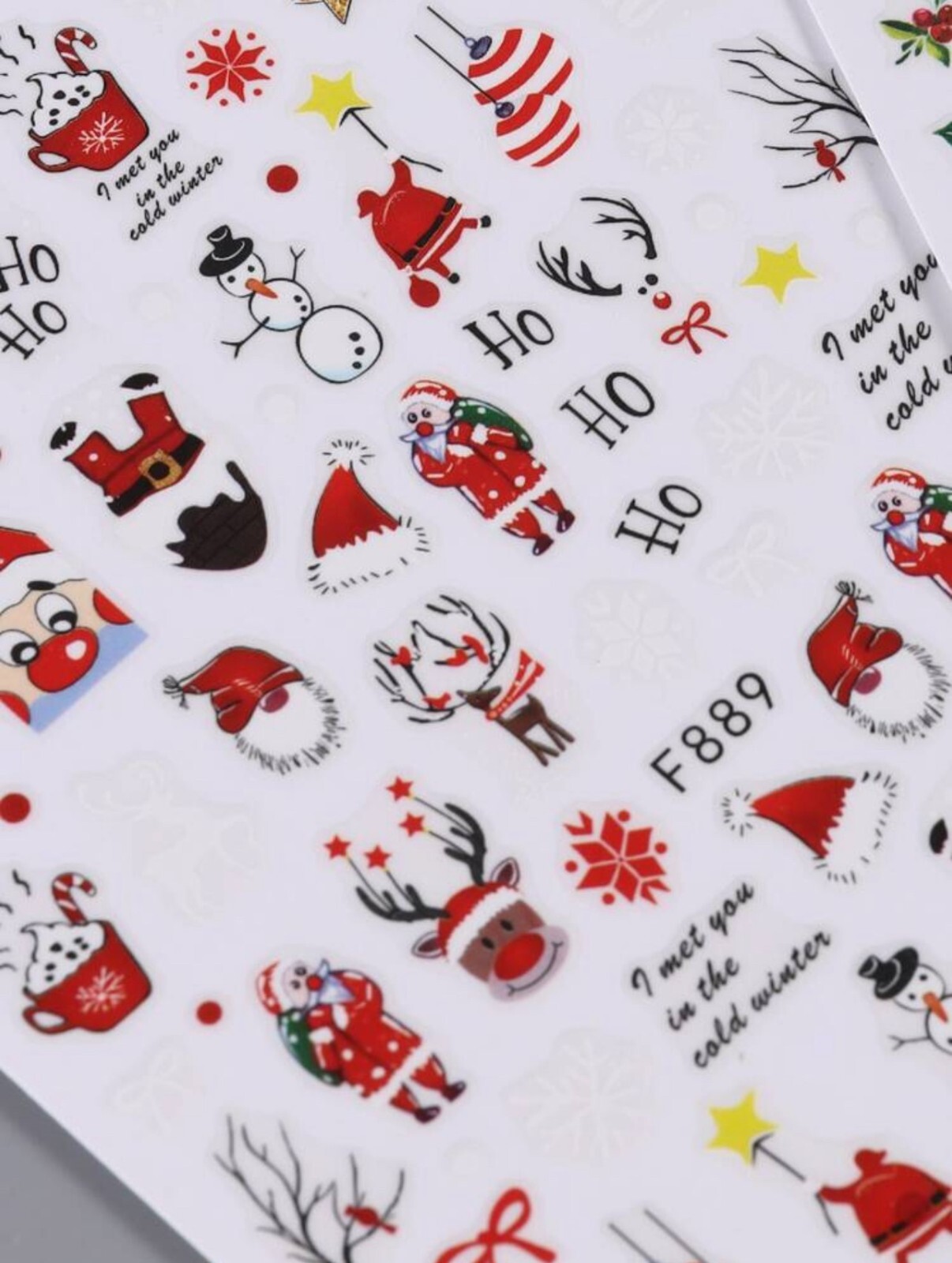 Nail Art Stickers Christmas Snowflakes Santa Claus Snow Reindeer Gnome DIY F889