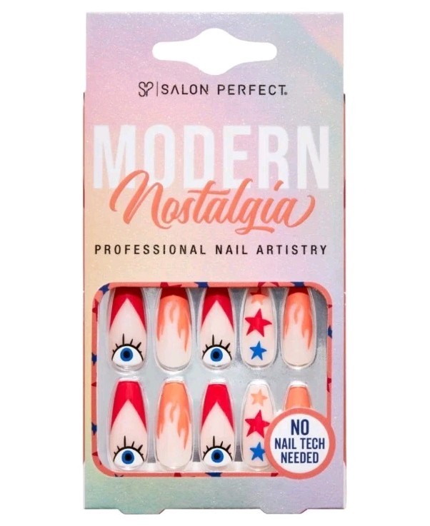 3 pack Bundle Salon Perfect Press On Nails Modern Nostalgia Y2K Checkers, Daisy