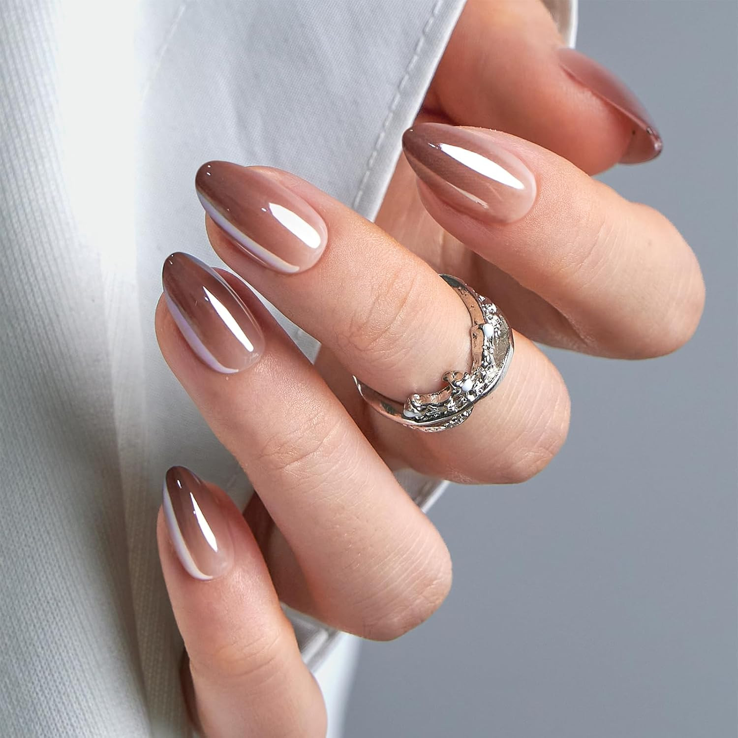 Soft Gel Almond Press on Nails Medium, Long-Lasting Reusable Fake Nails Kit with