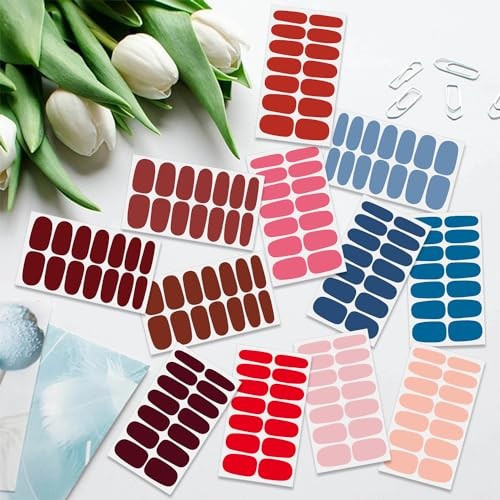 20 Sheets Nail Wraps for Women Solid Color Nail Polish Stickers E Solid Color