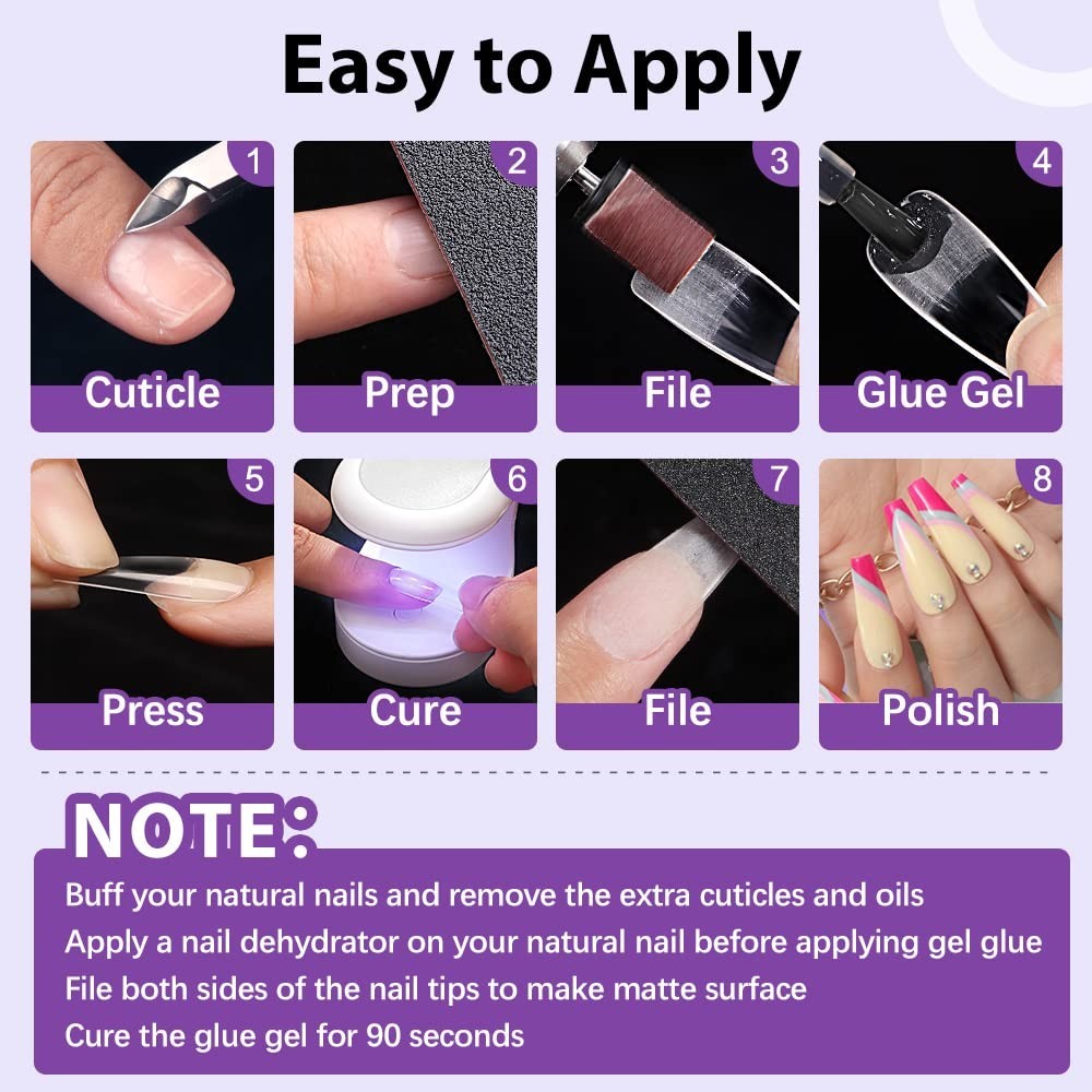 Versatile 500pcs Clear French Nail Tips – Half Cover Acrylic for All Occasions