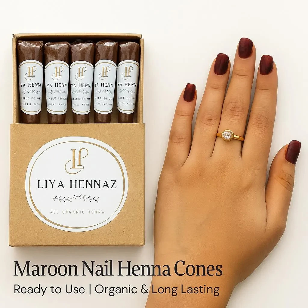 6 Nail Henna Cones Halal Dark Brown Stain Long Lasting Natural Chemical Free