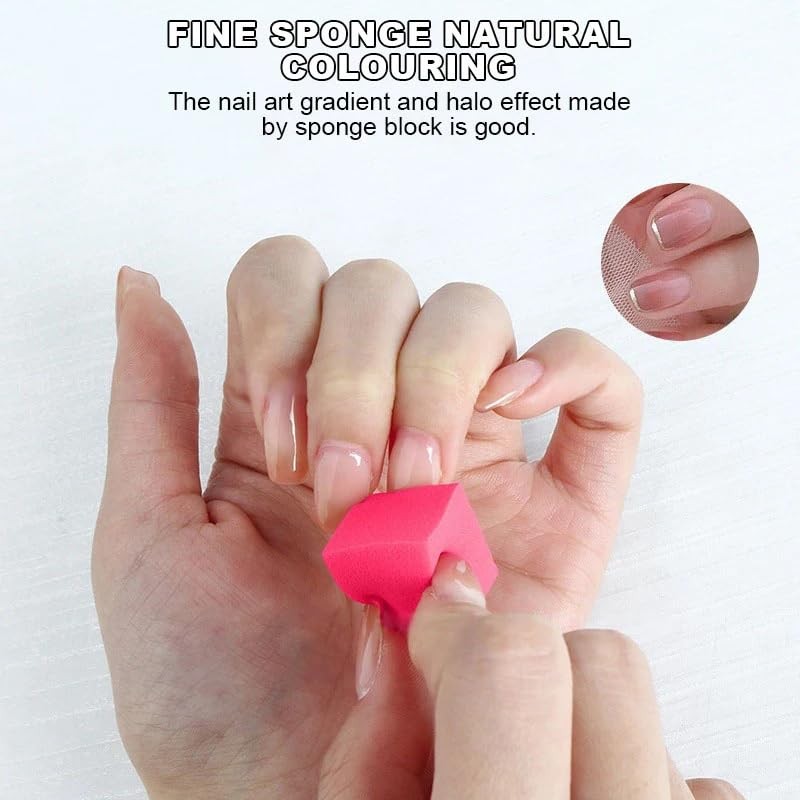 Soft Nail Sponges for Ombre Manicure Nail Art Tools with Grabbing Pen and Brush