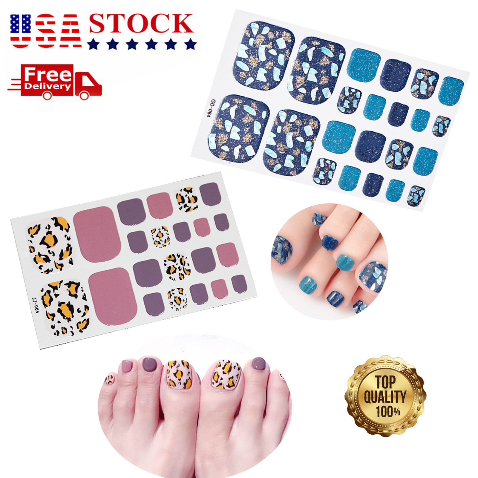 22 PCS French toenail Sticker 3D Self-Adhesive for Women DIY Nail Art Gel Polish