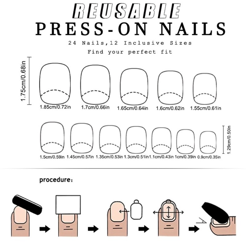24 Pieces Short Square On Nail Flowers Full Cover Press on Nail For Girls