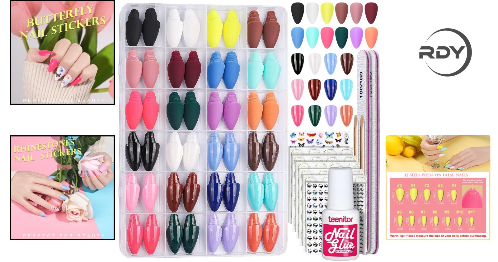 Stylish 24-Pack Medium Almond Press On Nails – Perfect Fit and Easy Application
