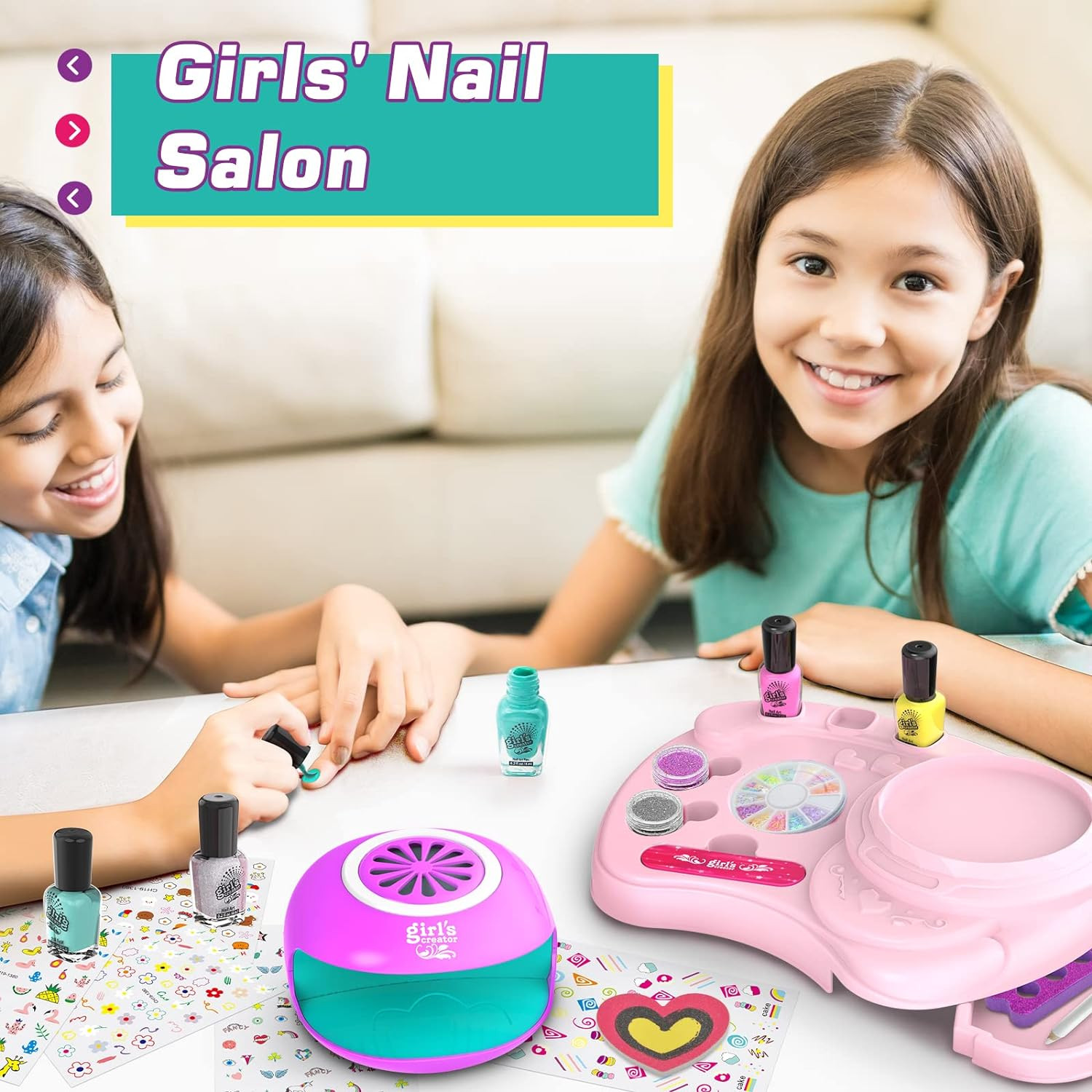Amagoing Nail Polish Set for Girls Ages 7-12, Kids Nail Art Studio Kit, Non Toxi