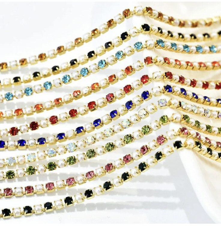10 Pc Nail Decoration Chain Stones Rhinestones DIY Party Dress Nail Art Supplies