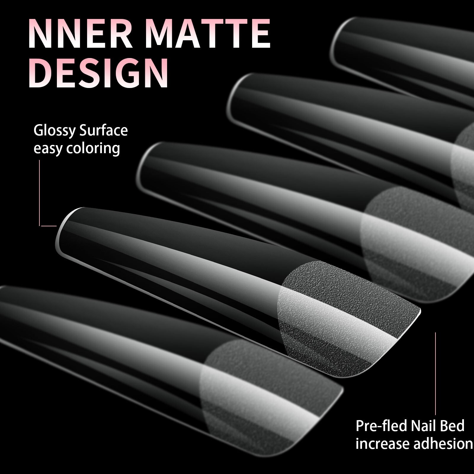 240 Pcs XXL Half Matte Extensions Nail Tips Square Coffin Soft Gel Tips Clear