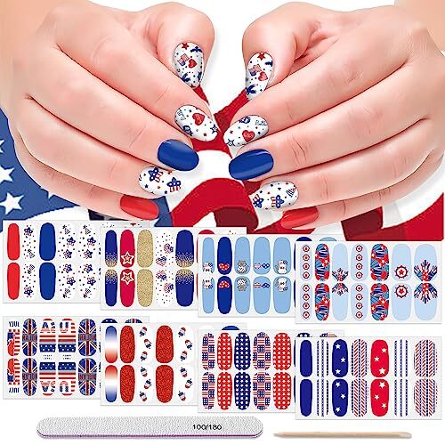 8 Sheets 4th of July Independence Day Nail Wraps Nail Independence Day-1