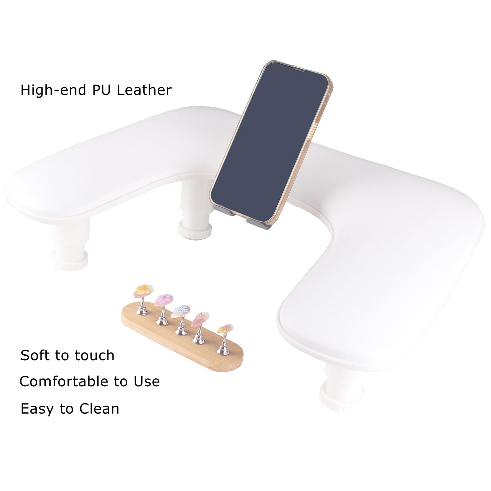 Manicure Arm Rest with Rotating Phone Holder for Nails Tech, U – Shaped Adjus…