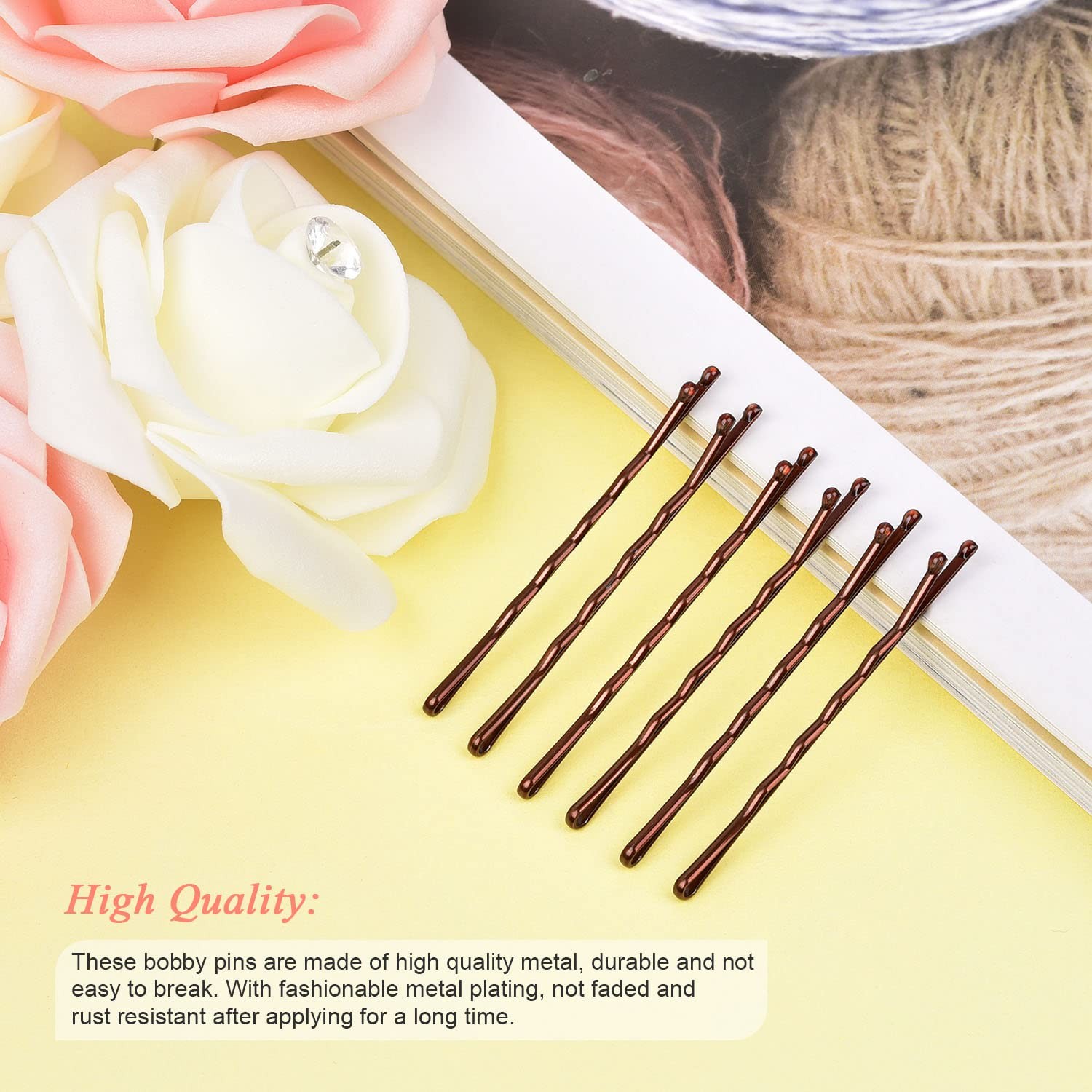 MORGLES Bobby Pins Brown, 240 Pcs Hair 1 Count (Pack of 240), Brown (2.2inch)