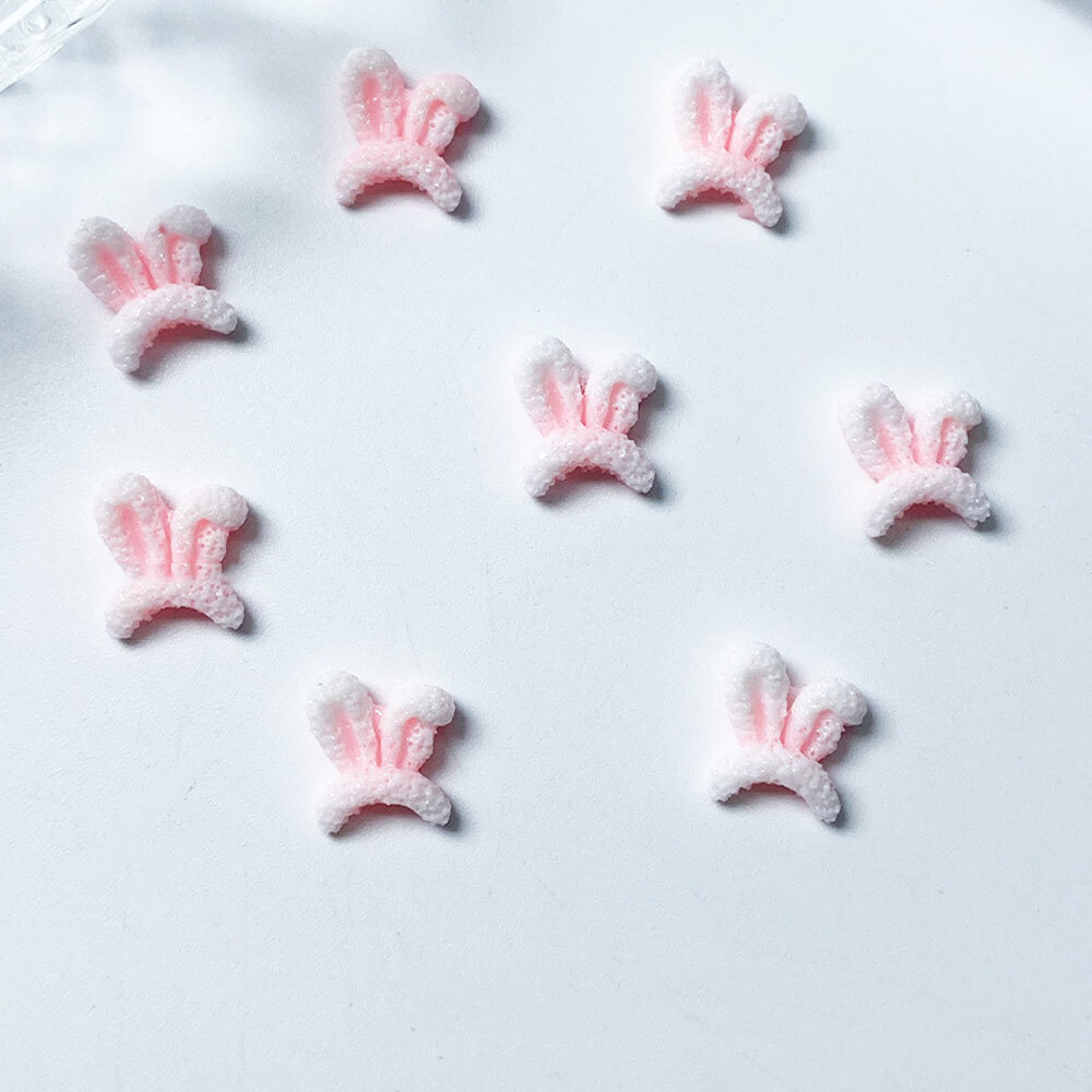 50Pcs Glow In The Dark Kawaii Nail Rabbit Ears Designs Unique Charms Jewelry