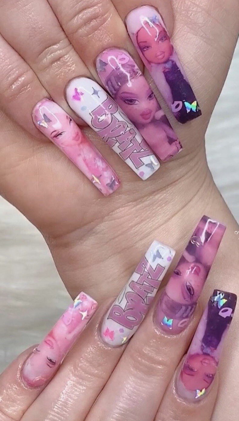 Bratz Doll Airbrush Nail Art Decal Sticker Water Transfer Slider Full Nail Wraps