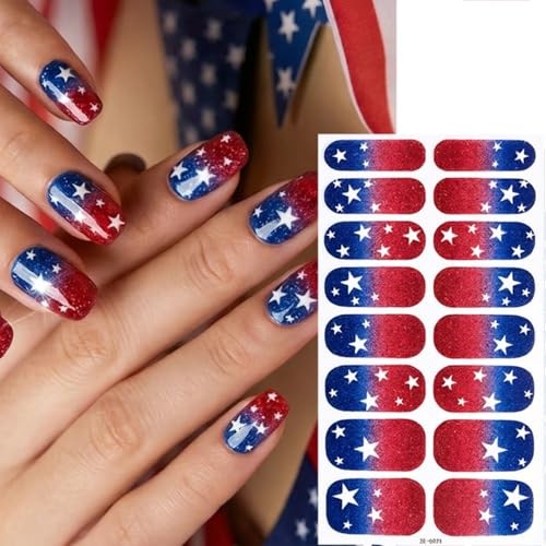 4 Sheets 4th of July Nail Stickers for Nail Art Self-Adhesive Stickers-15