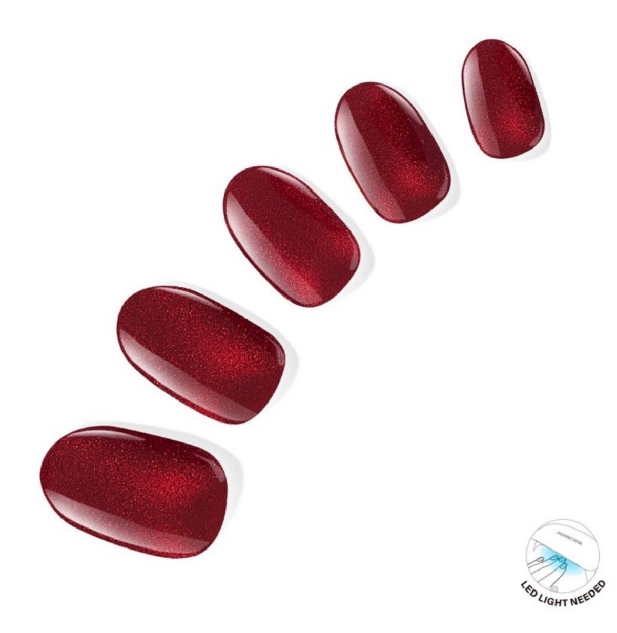 Dashing diva glaze press on nails ruby red apple 32 ct – led light needed