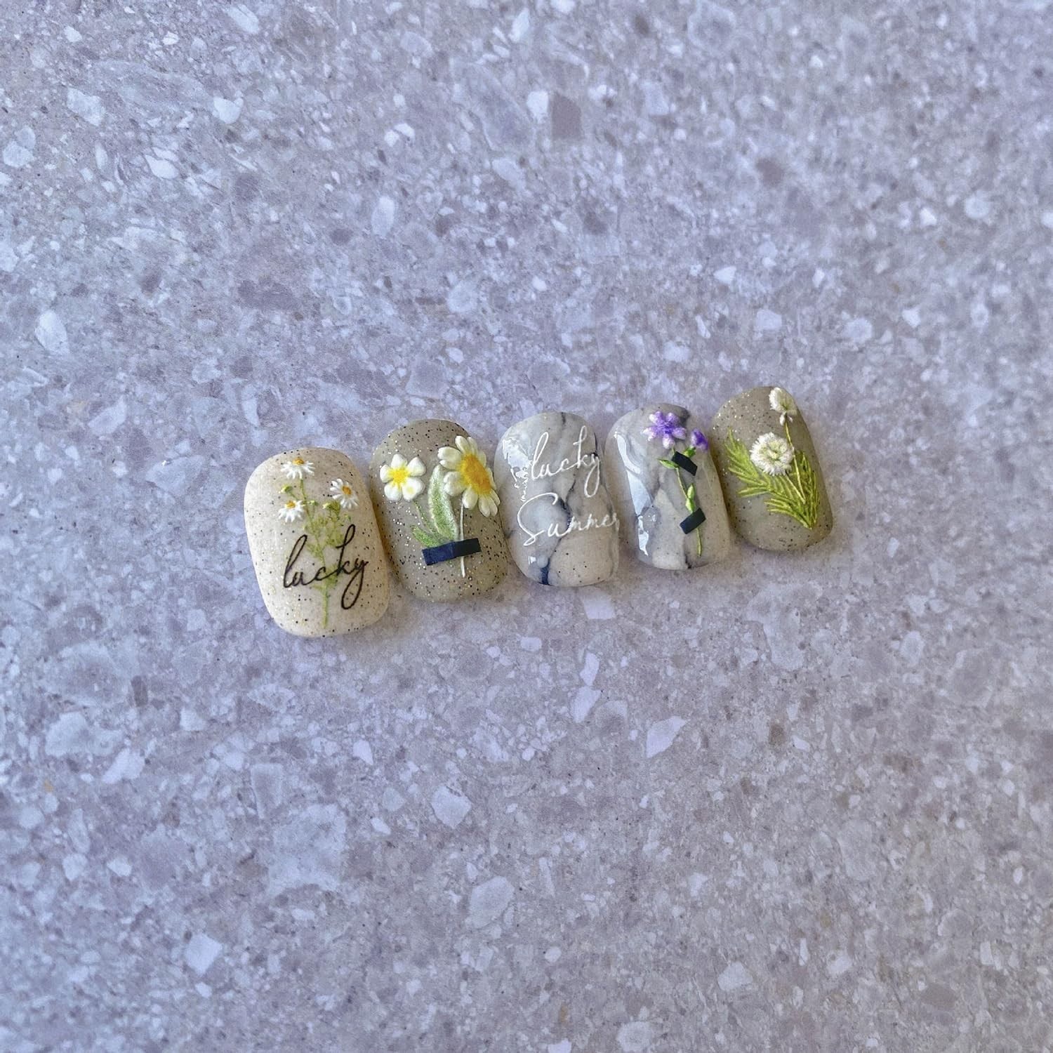 Flower Nail Art Stickers Decals 5D Flowers Nail Stickers Summer Daisy Sunflow…