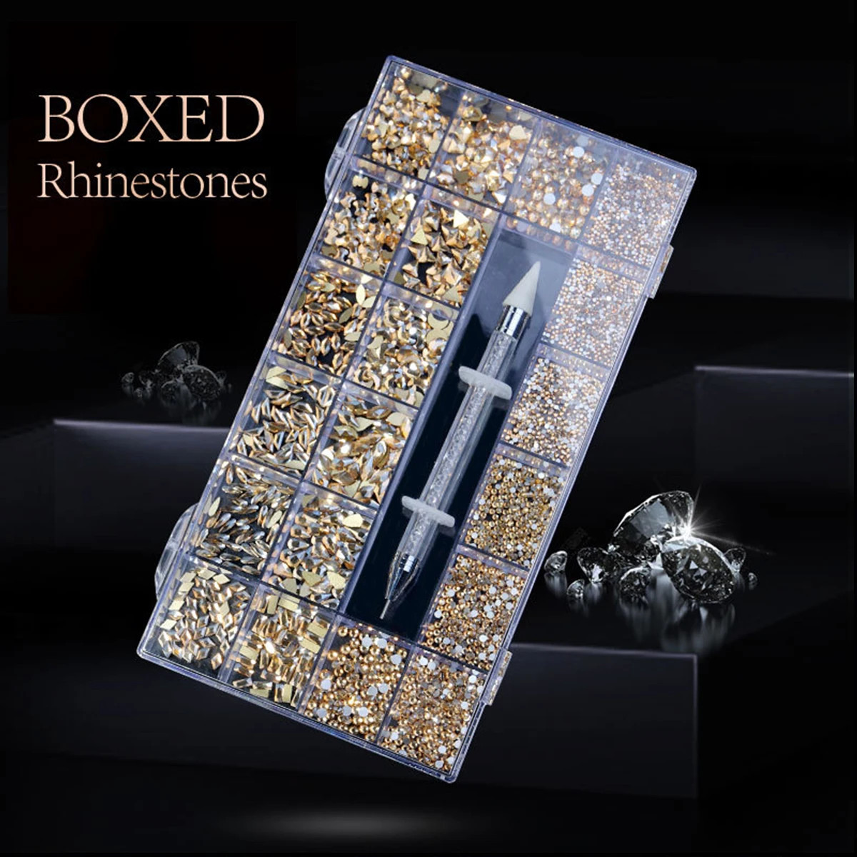21 grid nail art diamond flat bottom glass diamond multi style special shaped