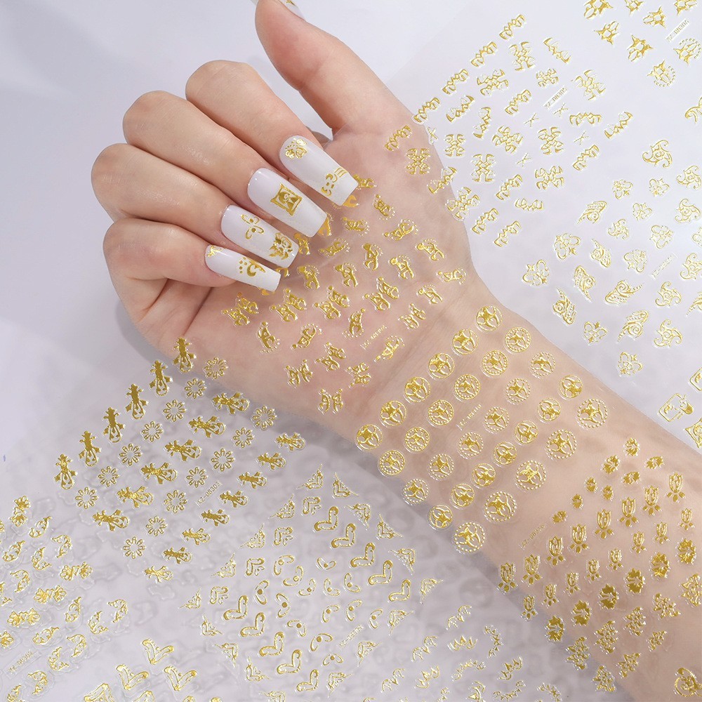 30Pcs Set Nail Art Stickers Decal Flower Lace Rose Heart Slider Manicure N383