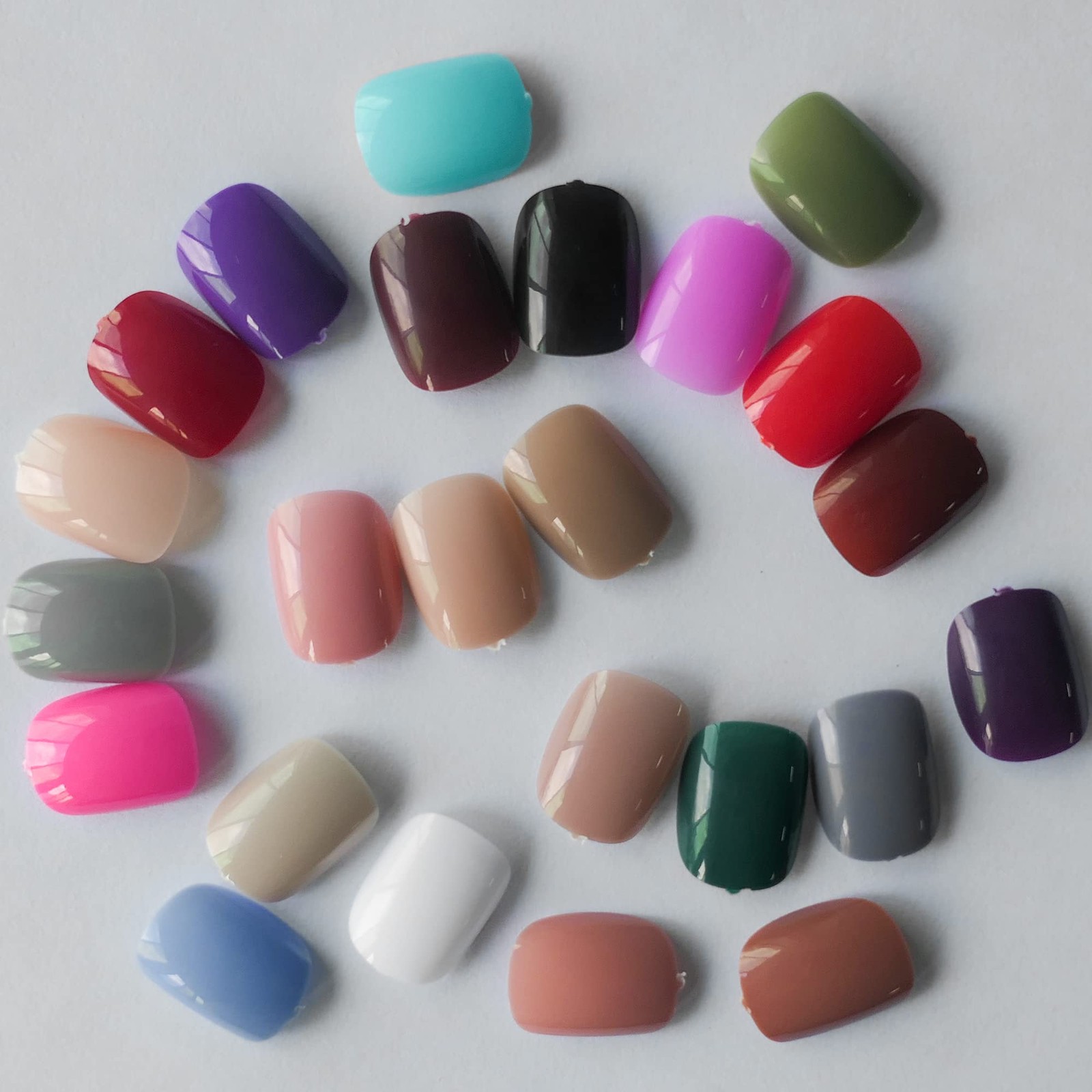 576pcs Short Press on Nails 24 Color Glossy Fake Nails Full Cover Solid Color…
