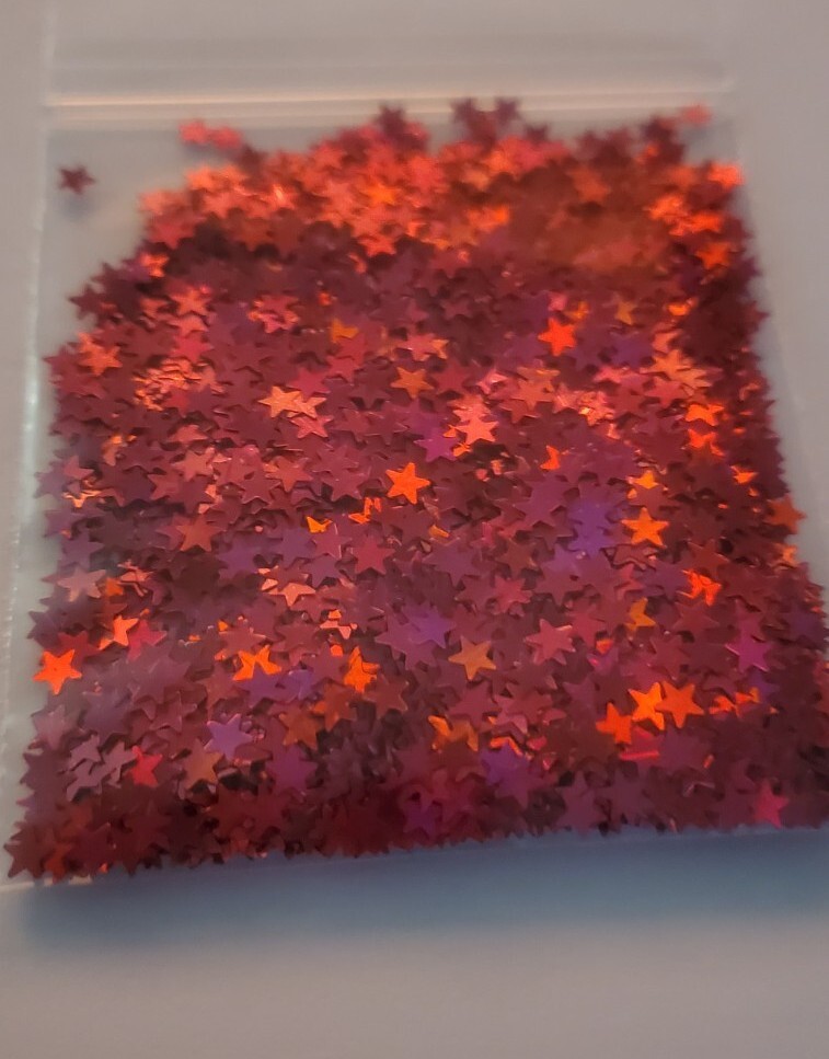 Holographic Red Dark Pink “Berry” Star Shape Glitter HOLO for nails, acrylic 3g