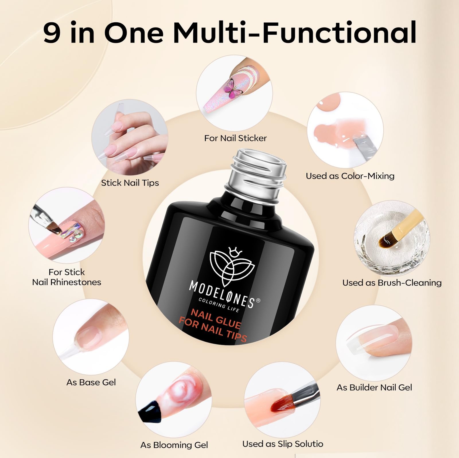 X Nail Gel Glue with Dehydrator Gel Top Coat Set 15ML 3PCS