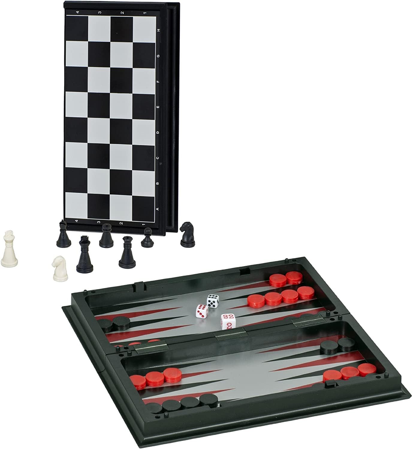 WE Games 3-in-1 Travel Board Set – Magnetic Chess, Medium, Black