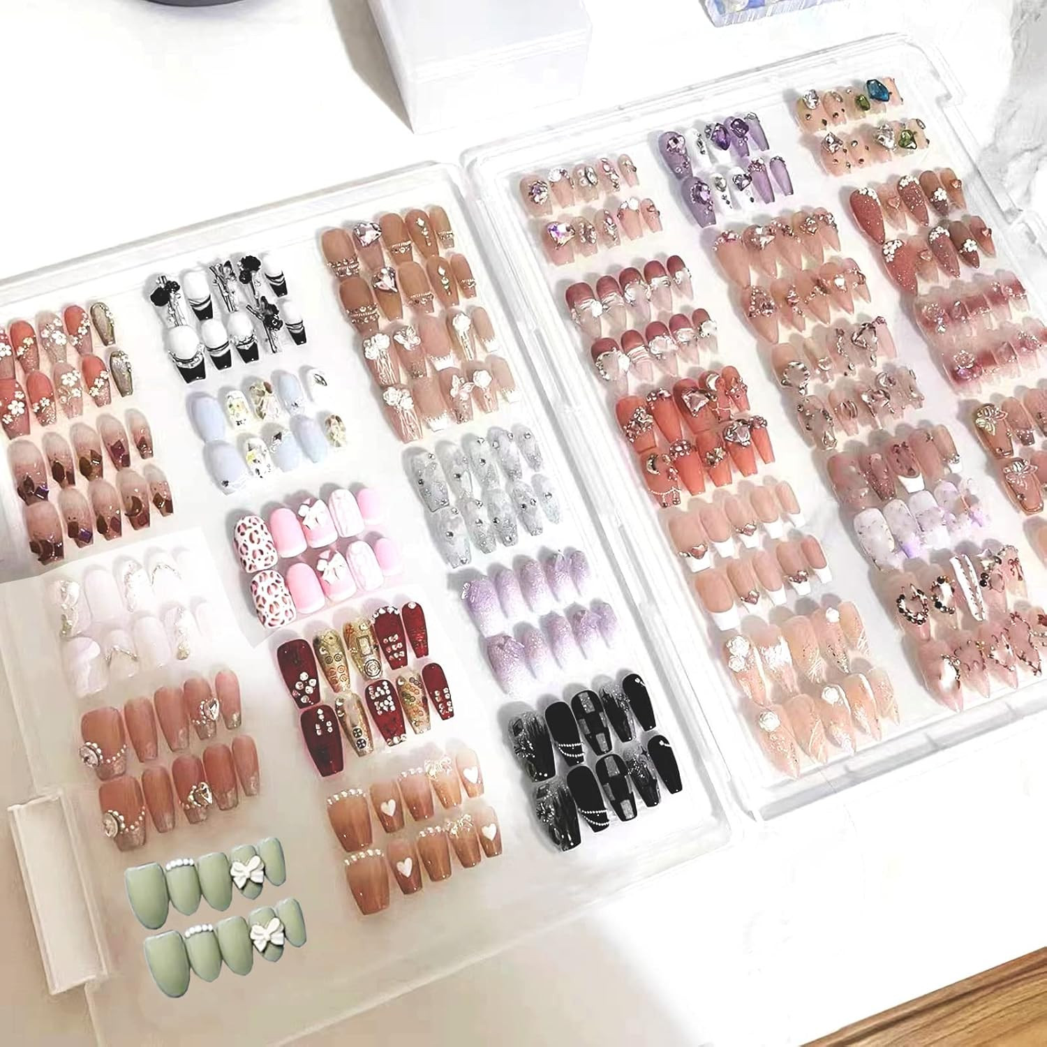 Large Press on Nail Organizer Press on Nails Display Box-(12*9*0.8 Inch)