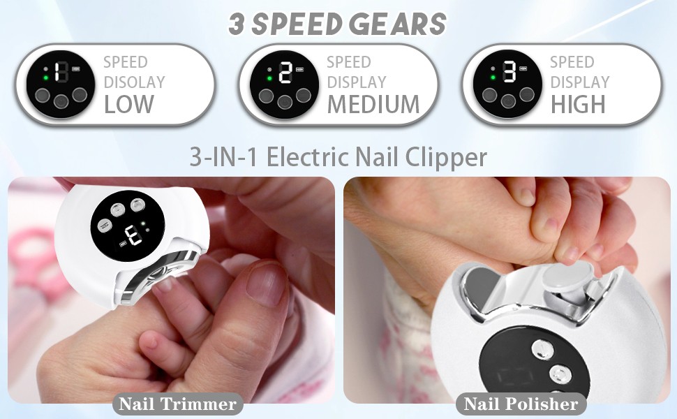 2026 New 3-in-1 Electric Nail Clipper with LED Light & Nail File,