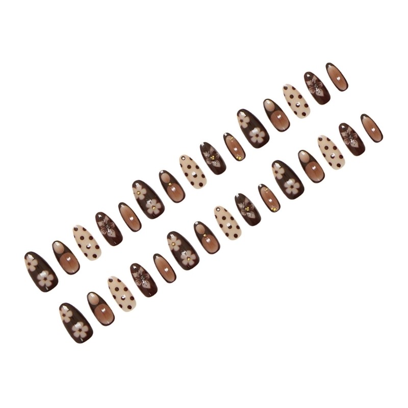 30Pcs Set Artificial Nail for Various Hand Size Multiple Size Retro Polkas Dots