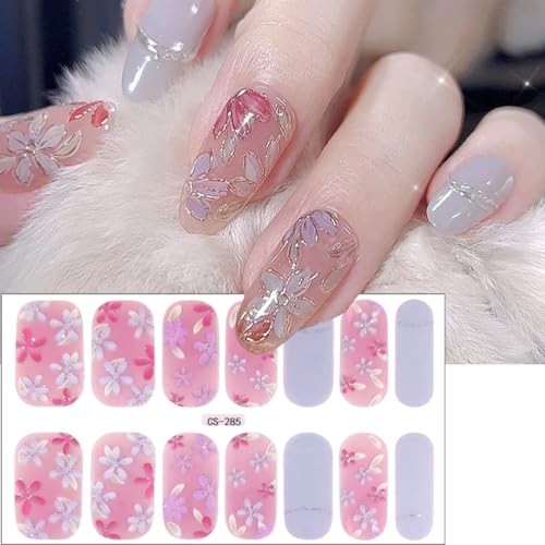 6 Sheets Flower Nail Gel Stickers Self-Adhesive Spring Nail Polish Spring-6