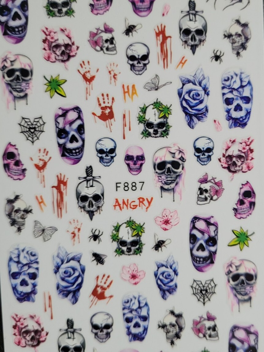 Skulls Halloween Nail Art Stickers