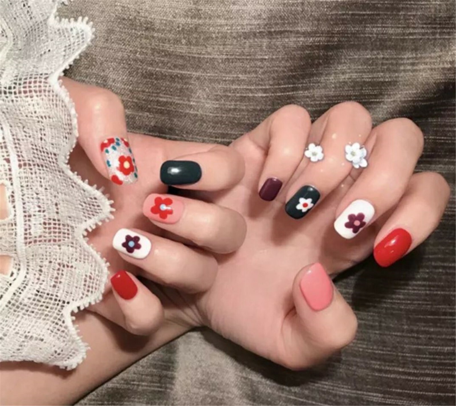 1 DIY Adhesive Nail Art Flowers or Rainbow Sticker Seal Manicure Tape Decals