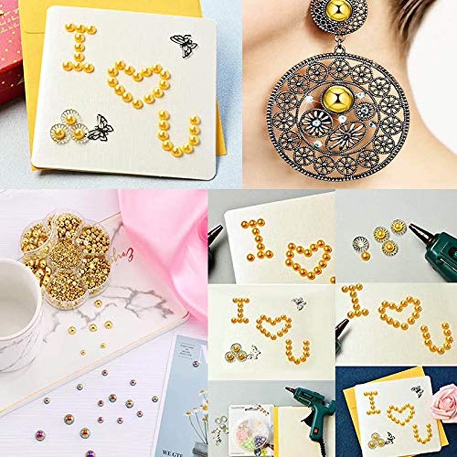 3000Pcs 1 Bag ABS Pearls Round Flatback Imitation Half Loose Beads Gem Assort…