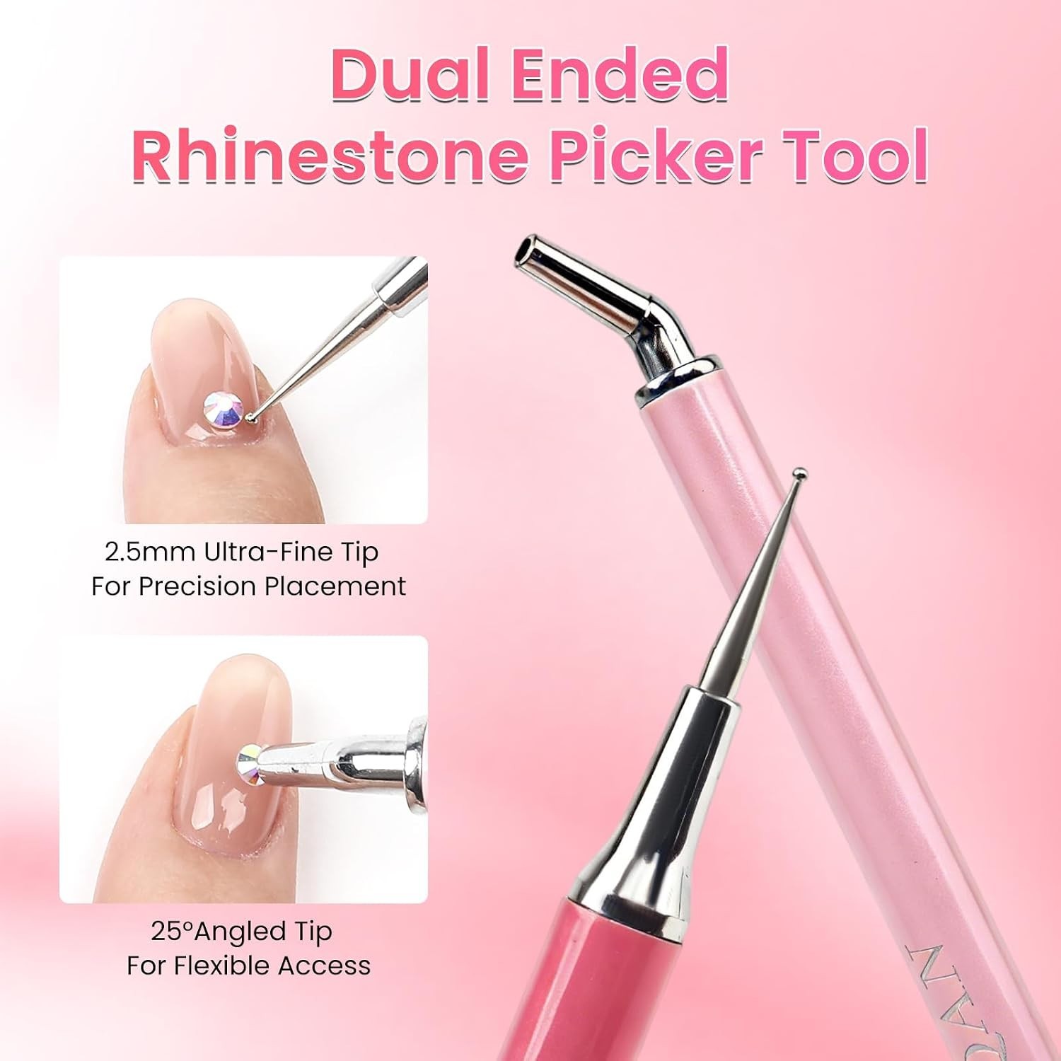 Dual-Ended Rhinestone Picker with Wax Clays – Precision Nail & Craft Art Tool