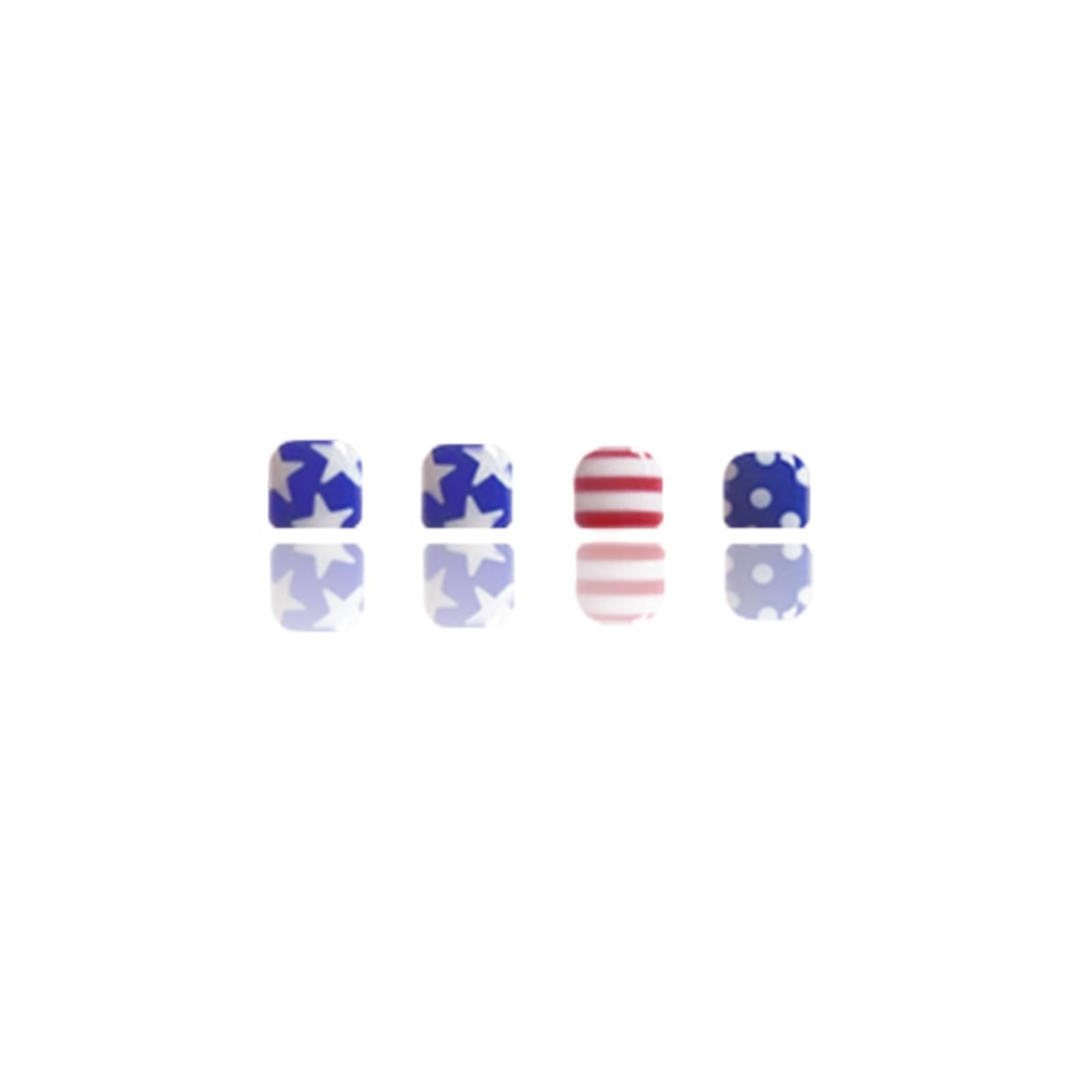 July 4th Press-On Toenails Short Square False Toenails Glossy Red Blue and Wh…