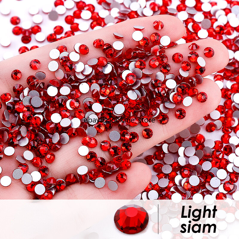 Red Siam Crystal Flat Back Rhinestones Glitter Glass Gems Nail Art Decor Beads