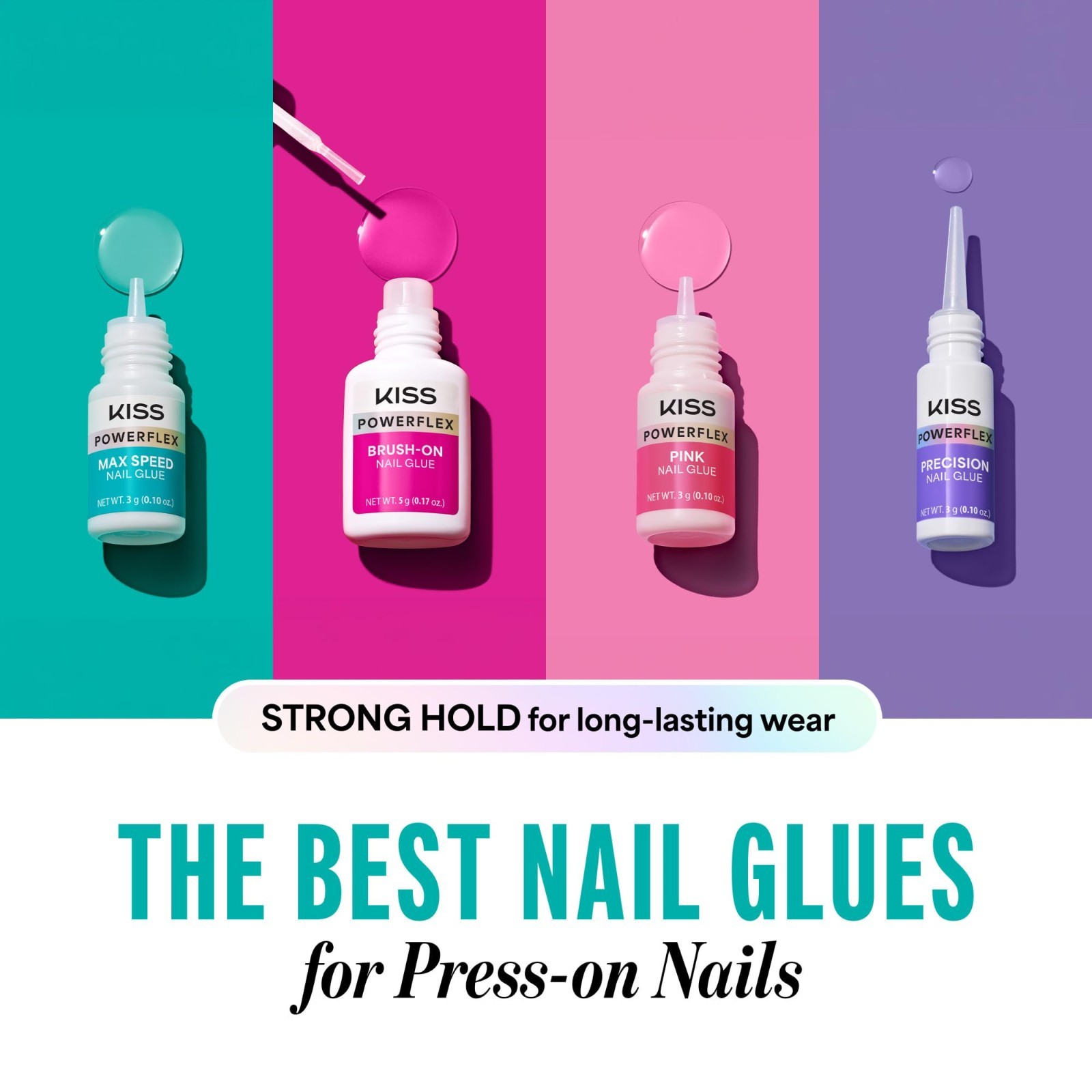 KISS PowerFlex Nail Glue 0.10 oz Fast Dry Adhesive for Press On Nails & Repairs