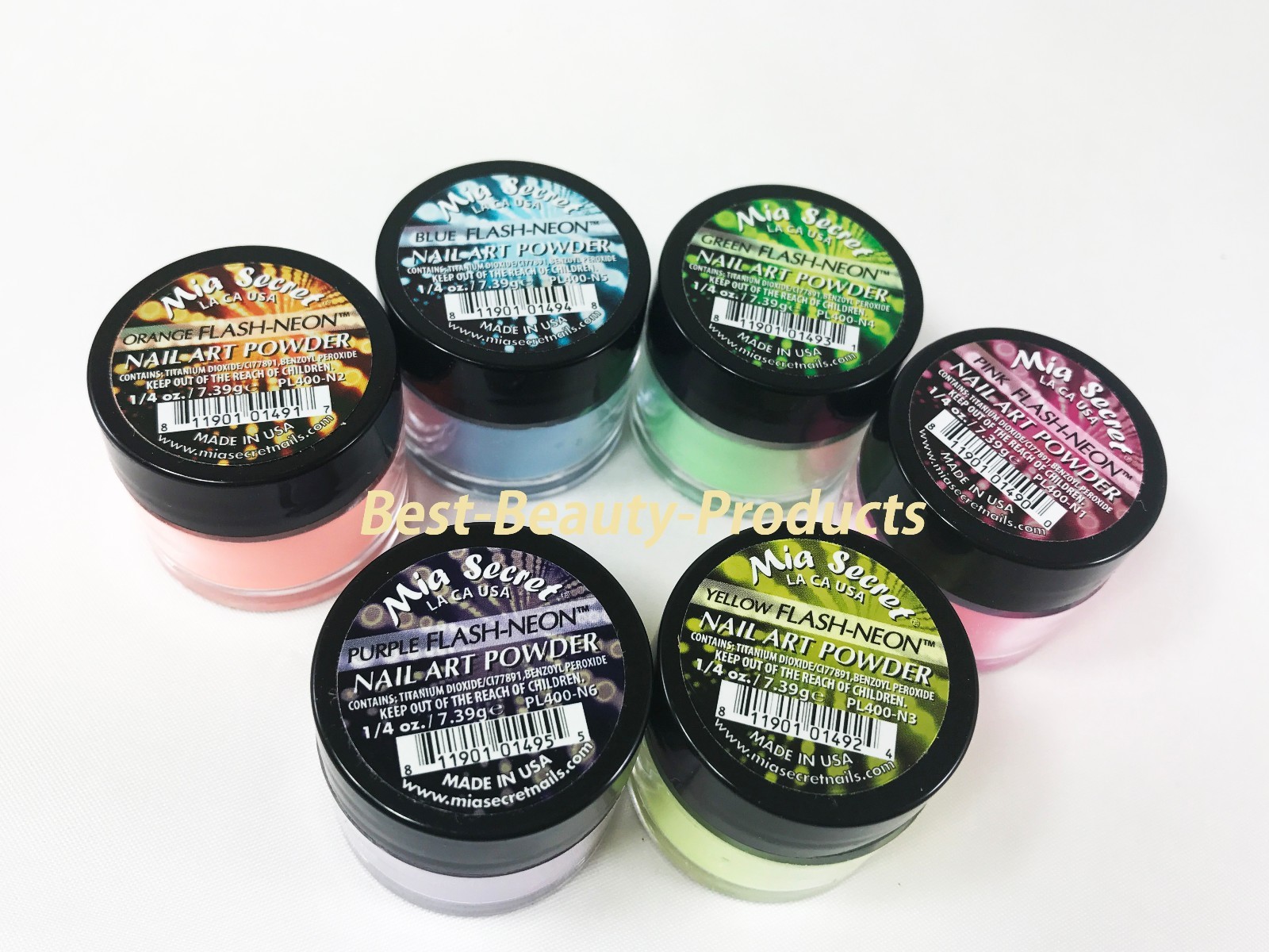 Mia Secret Nail Art Acrylic Professional Powder 6 Colors Set – FLASH NEON