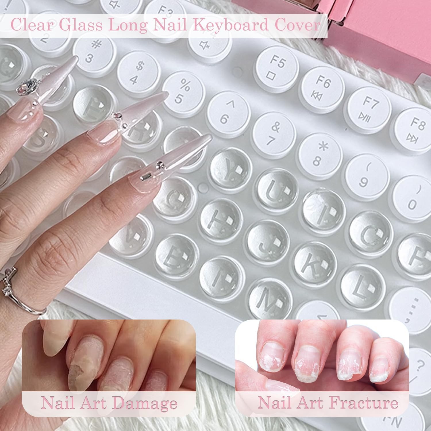 Keyboard Bubbles for Long Nails, 120pcs Raised Keyboard Stickers for Women