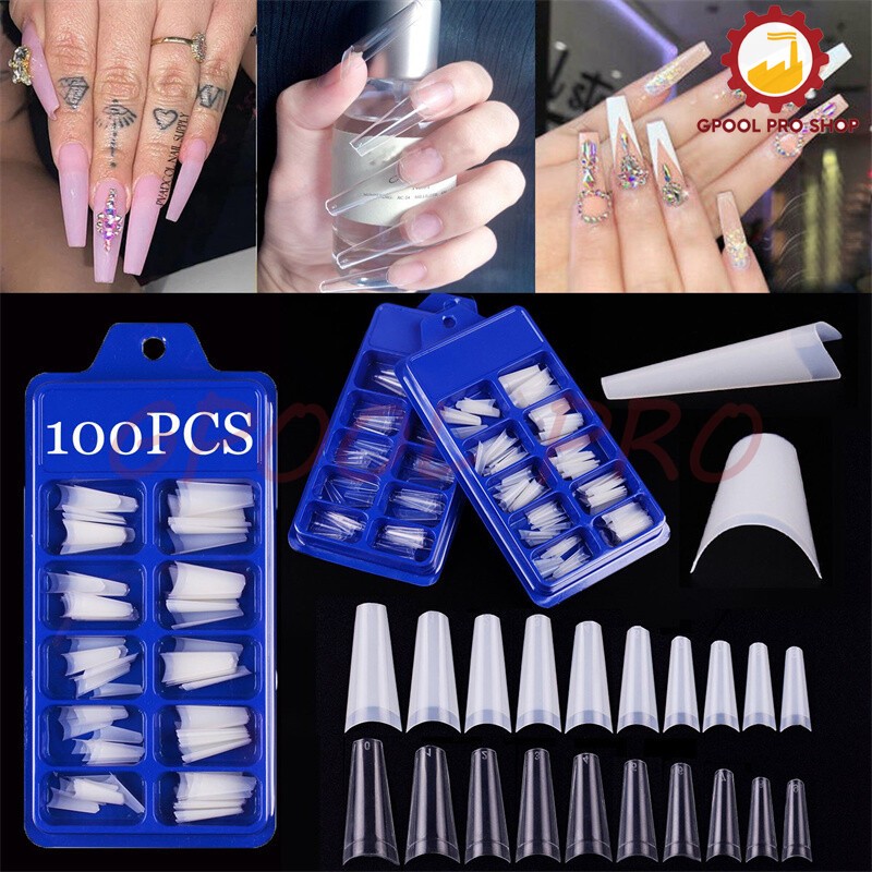 240/100PCS Full Cover Long Coffin Fake Nails Art Manicure False Nail Tips Matte